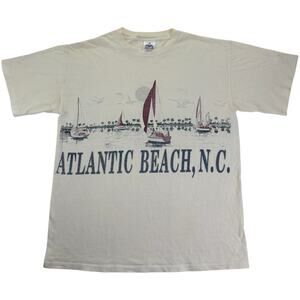 Vintage 90s Atlantic Beach, North Carolina Shirt Outdoor Sailboats Men's Medium